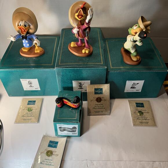 WDCC Three Caballeros Figurine Set w/ COAs & Boxes Donald Jose Panchito Disney - Picture 1 of 16